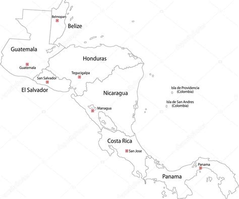 Mapa De Centroamerica En Blanco Y Negro Canvas Canvaskle