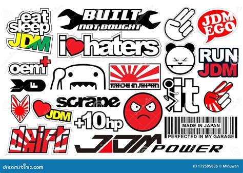 Japanese Car Decals And Stickers In Vector Format Stock Vector