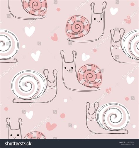 Snail Pink Vector Hand Drawn Background Stock Vector Royalty Free