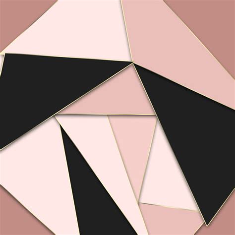Modern Mosaic Wallpaper In Rose Gold Black Triangle Gold Background