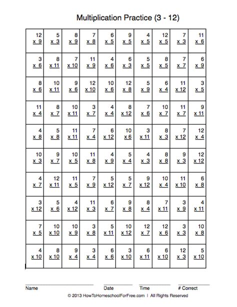 Multiplication Practice Printable Worksheets How To Homeschool For Free
