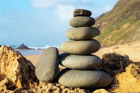 Rock Balancing Stone Stack Algarve Portugal Photograph By Neale And