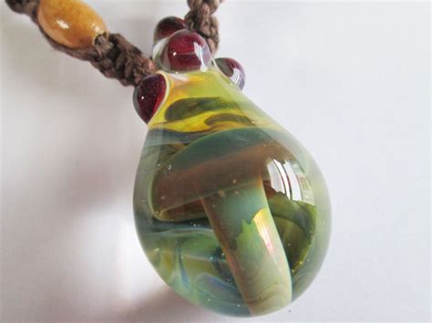 Hand Blown Borosilicate Glass Mushroom Pendant On Handmade Etsy Glass Mushrooms Hand Blown