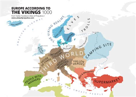 Comic Map Of Europe According To The Vikings Circa 1000