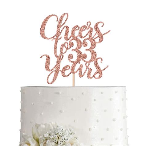Buy 33 Rose Gold Glitter Cheers To 33 Years Cake Topper Happy 33rd