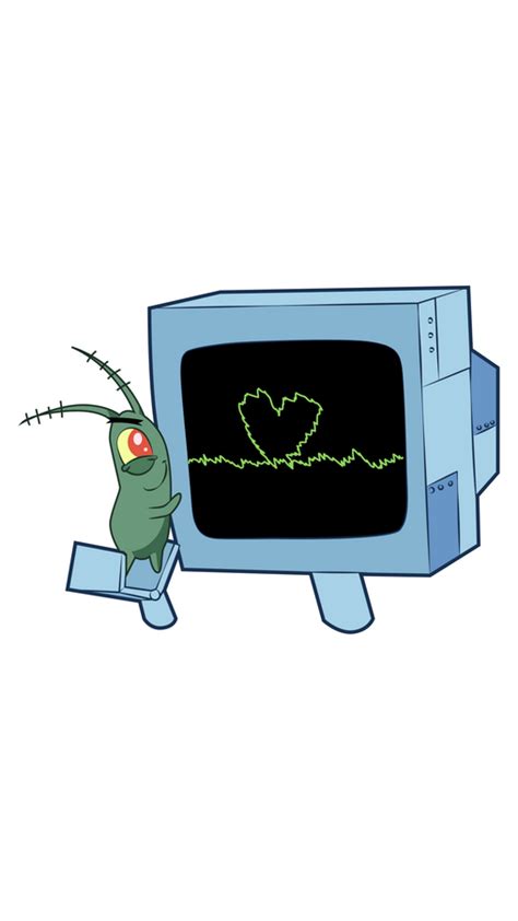 Tiny Green Plankton Together With His Waterproof Computer Wife Karen