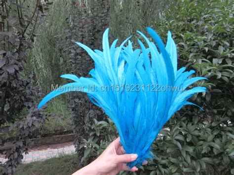 30 35cm 12 14 inch pure blue rooster tail feathers chicken feathers cock tail feather rooster