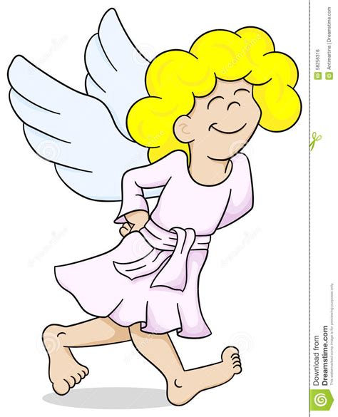 Cartoon Angel Is Walking Satisfied Stock Vector