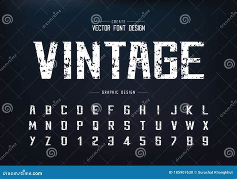 Vintage Font And Alphabet Vector Texture Bold Modern Typeface And