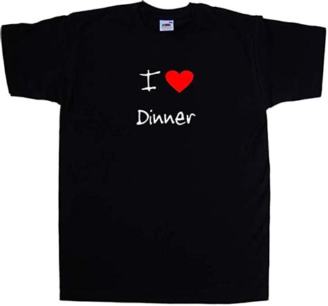 I Love Heart Dinner Black T Shirt