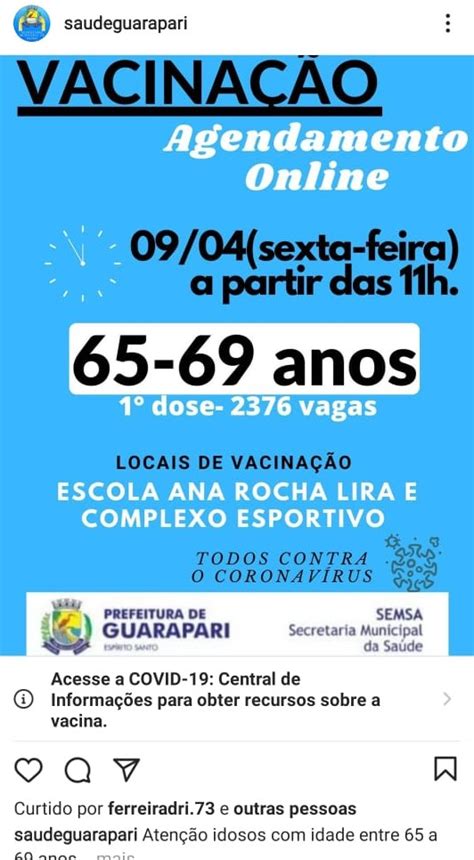 Infantil, fundamental, médio, técnico e superior. Guarapari abre novo agendamento para vacinação contra ...