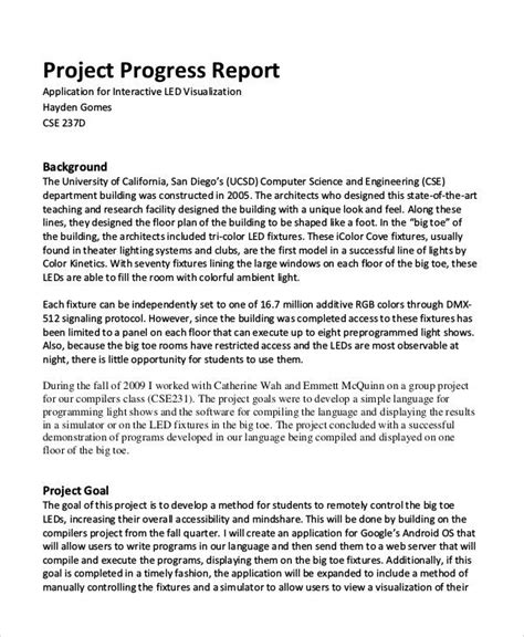 Research Project Progress Report Template 7 Templates Example