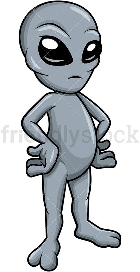 Grey Alien Cartoon Vector Clipart Friendlystock