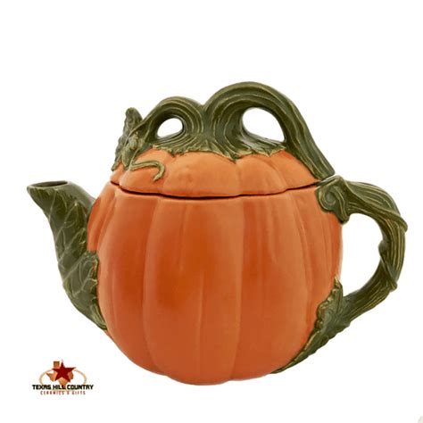 Ceramic Pumpkin Shaped Teapot 32 Ounce Capacity For Fall Season