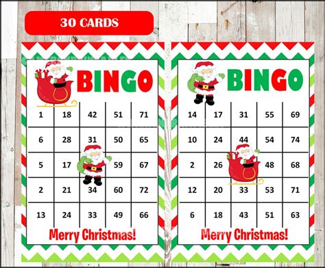 30 Santa Bingo Cards Diy Printable Game For Christmas Santa Etsy
