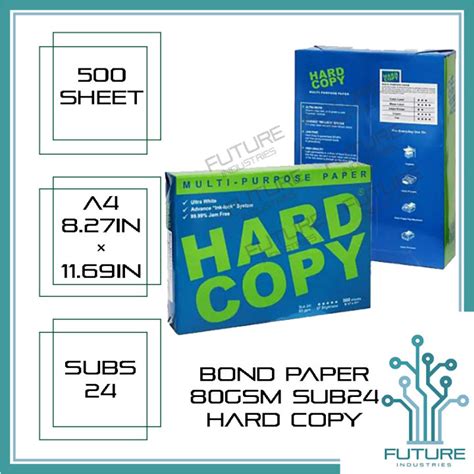 Bond Paper Hard Copy Paper 1 Ream 500 Sheets Per Ream Sub24 80gsm