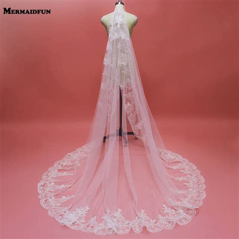 Elegant Lace Edge Chapel One Layer Wedding Veil New 1 Tier 230cm Bridal