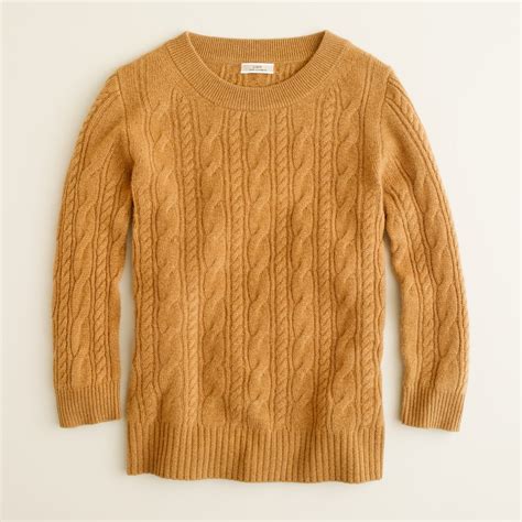 Jcrew Cashmere Cable Sweater In Brown Lyst