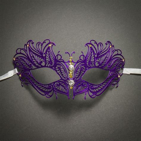 Butterfly Princess Venetian Masquerade Mask With Diamonds Purple
