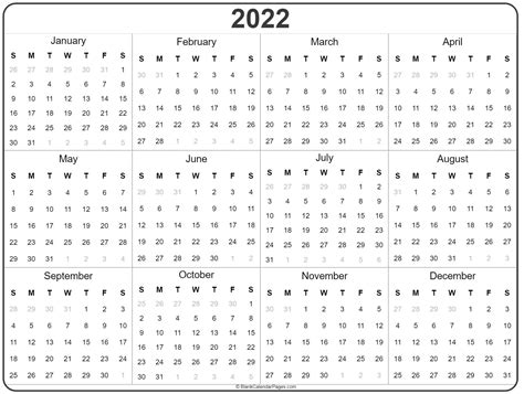 2022 Year Calendar Printable Printable Calendar 2023
