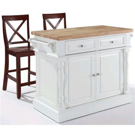 Some professionals recommend 42 inches for an island that will be used mainly for seating/eating. Crosley Furniture Butcher Block Top Kitchen Island with 24 ...