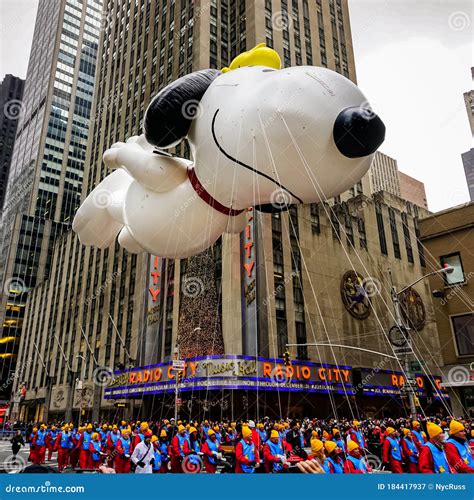 Snoopy Balloon Floats In The Air During The Annual Macy`s Thanksgiving