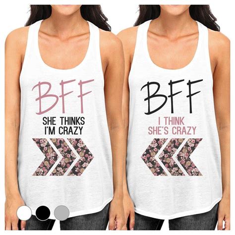 Bff Floral Crazy Best Friend T Shirts Womens Funny Bff Shirts Tops