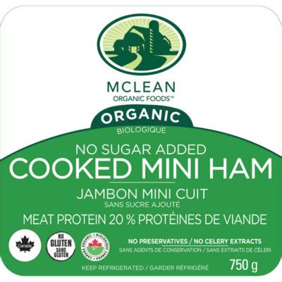 Fully Cooked Organic Mini Ham 750g McLean Meats Clean Deli Meat
