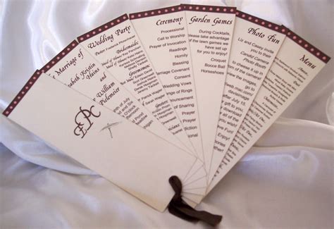 Designs By Ginny Fan Style Wedding Program With Brown And Pink Polka Dots