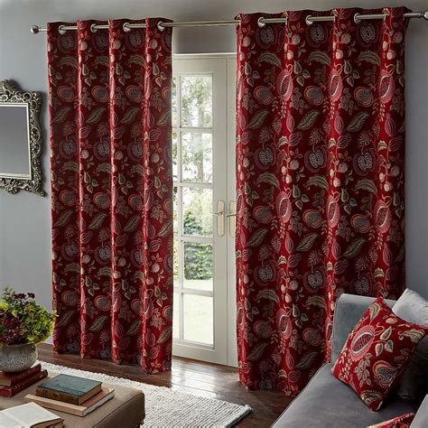 Edina Red Chenille Eyelet Curtains in 2021 | Curtains, Types of