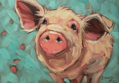 Pig Painting Original Impressionistic Oil Painting Of A Sweet Little