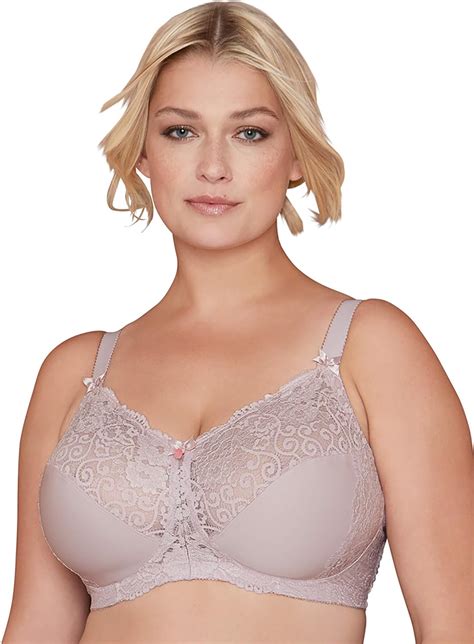Bramour By Glamorise Womens Full Figure Plus Size Luxury Wirefree Lace