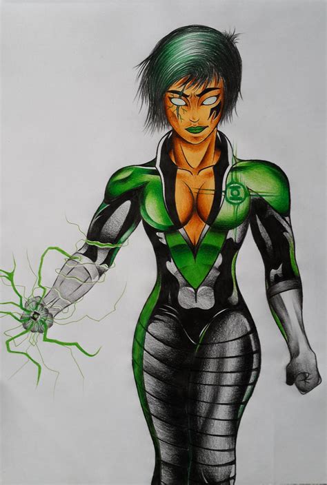 Female Green Lantern Watercolor Pencil By Cursedmadara On Deviantart