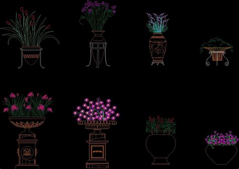 Flowers Pots Dwg Block For Autocad • Designs Cad