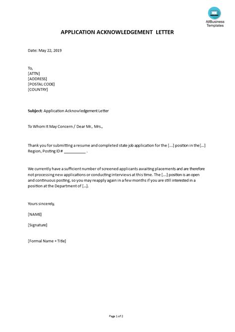 How To Write A Formal Application Acknowledgement Letter An Easy Way