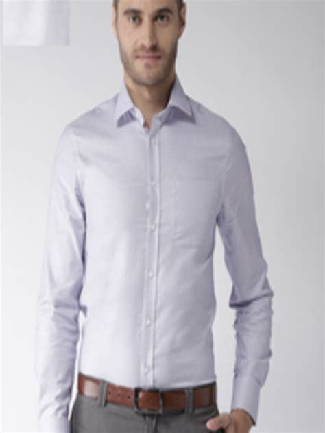 Buy Marks And Spencer Men Lavender Slim Fit Printed Formal Shirt Shirts