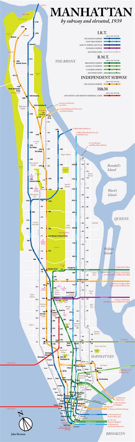 Map Manhattan Subway Lines 1939 Nyc Subway Nyc Subway Map Nyc Train