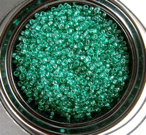 120 Forest Green Glass Seed Beads 19mm 11 Grams Clear Etsy