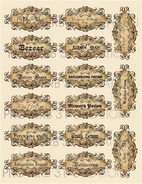 Harry Potter Potion Labels Templates