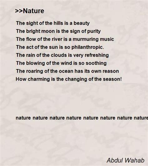 Andnature Poem By Abdul Wahab Poem Hunter