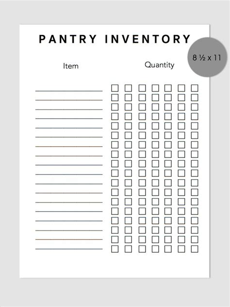 Printable Pantry Inventory List
