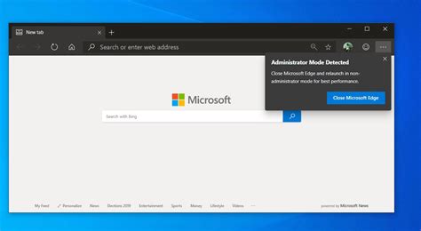 Chromium Based Edge For Windows 10 To Warn Users In Administrator Mode