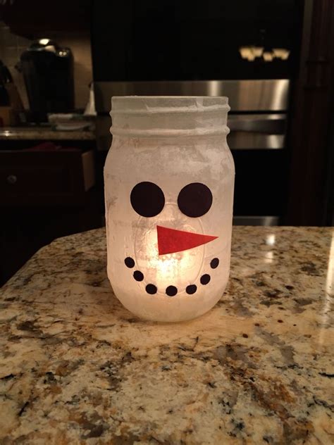 Snowman Mason Jar Candle Super Easy All You Need Is White Tissue Paper Glue And Wate