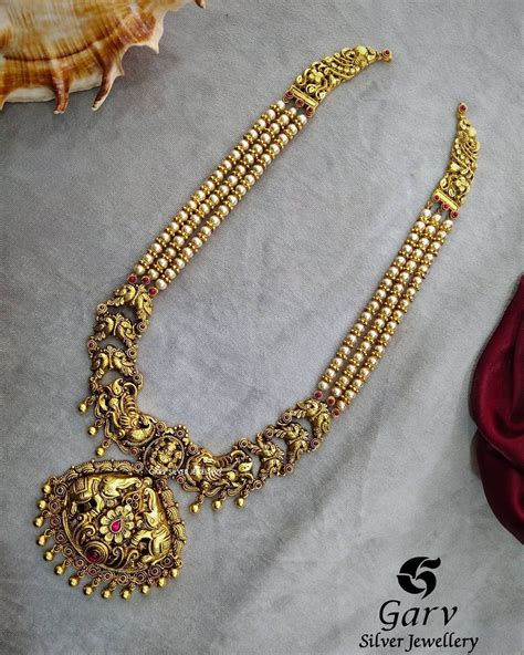 Feb 26, 2021 · the least expensive type of gold jewelry, gold plated, is made with a very thin layer of gold adhered to a base metal like silver or copper by using electricity or chemicals. Pure Silver Gold Plated Necklace ~ South India Jewels