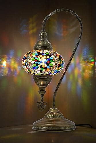 Mozaist Turkish Lamp Swan Neck Mosaic Table Lamp Moroccan Decorative
