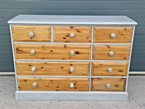 229vintage Pine Chest Rustic Pine Bank Of Drawers Rustic Chest