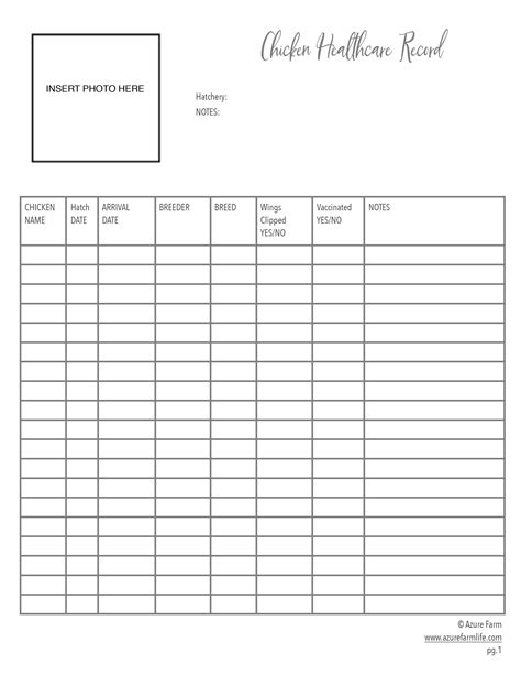 Printable Poultry Record Keeping Templates Printable World Holiday