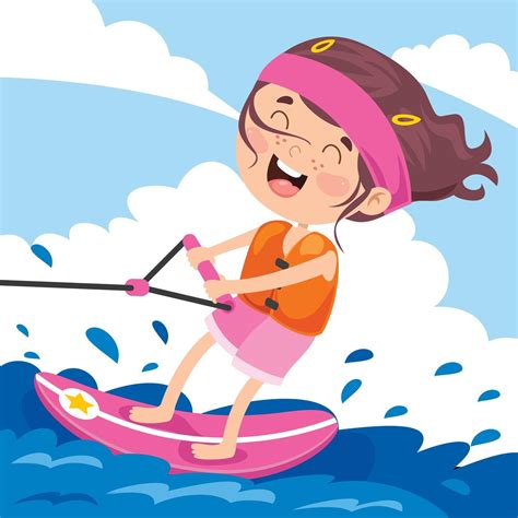 Happy Cartoon Character Surfing At Sea 2388519 Vector Art At Vecteezy