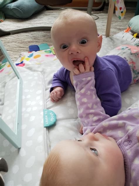 My 4 Month Olds Are Finally Starting To Discover Each Other R