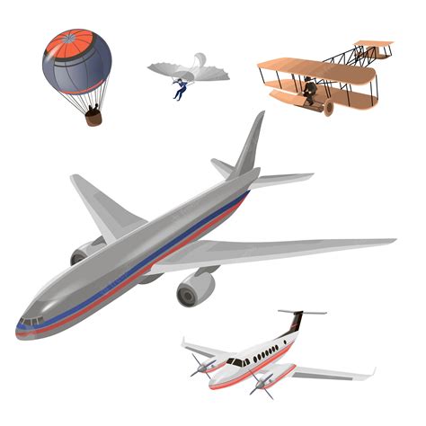 Premium Vector Airplanes Image Design Set Balloon Hang Glider Old